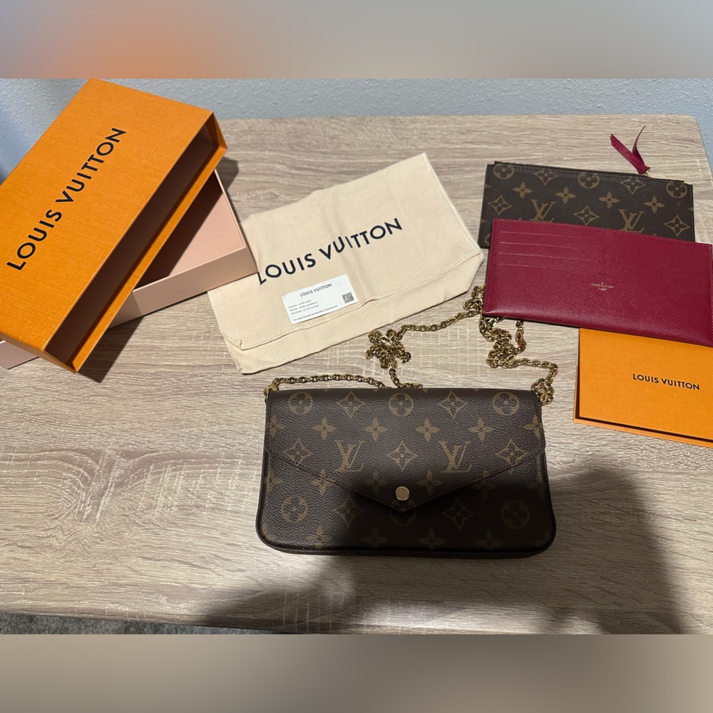Louis Vuitton Brown Monogram Wallet with Gold Chain
